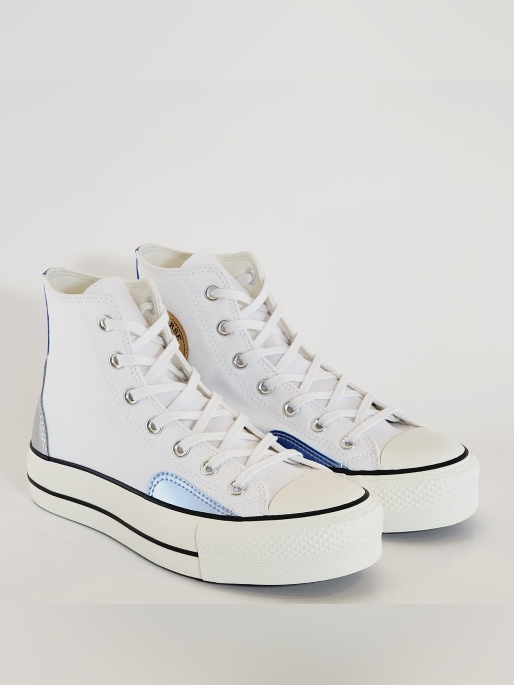 Converse White High-Top Sneakers with Blue Accents